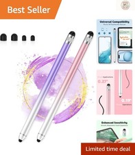 Elegant Ergonomic Stylus Pen Set for iPhone & Android - 2 Pack in Pink/Purple picture