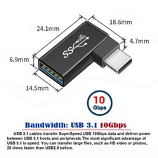 CABLECY USB-C Type-C to USB 3.0 Female OTG Adapter Right Angled 90 Degree picture