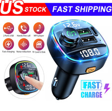 Bluetooth 5.0 Car Wireless FM Transmitter Adapter USB PD Charger AUX Hands LOT picture