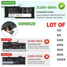 🧡LOT 00HW029 BATTERY FOR LENOVO ThinkpadX1 Carbon 4th Gen X1 01AV458 15.28V 56W picture