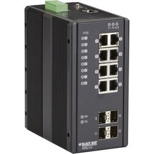 Black Box Industrial Managed Gigabit Ethernet PoE+ Switch - (8) RJ-45, (4) SFP picture