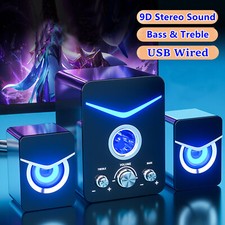 USB Computer Speakers System Stereo Bass Subwoofer LED For Desktop Laptop TV PC picture
