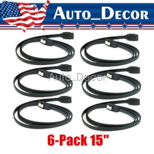 6-Pack 15'' SATA III Cables Straight to Straight Angle SSD HDD Hard Drive Black picture