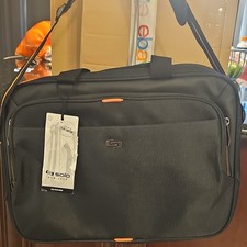Solo Ace Slim Brief 15.6in Padded Nylon Laptop Messenger Bag Black/Orange picture