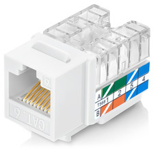 Everest 90 Degree RJ45 Cat6 Keystone Jacks Slim Profile 100-Pack White picture