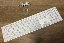 Apple A1243 Aluminum Wired Keyboard Full Sized Slim, Genuine Mac TESTED picture