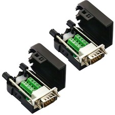 2 PCS DB9 Male Solderless RS232 Terminal Breakout Connector Board picture