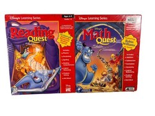 Vintage 1995 Disney's Reading Quest with Aladdin CD-ROM 2 pack Read Along NEW picture