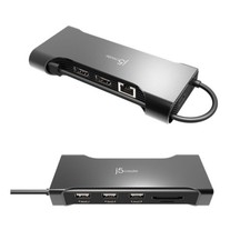 j5create Flexible Ports USB-C Dual 4K60 HDMI Hub Pro 12 in 1, Space Grey, 100W picture