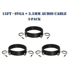 15FT SVGA Video Cable + 3.5mm Audio Aux Jack M/M PC Display Monitor Cord- 3-Pack picture