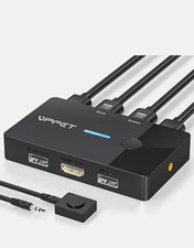 VPFET 2-Port 4K HDMI KVM Switch Box USB 2.0 Wired Remote for Win/Mac/Linux picture
