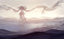 Landscape anime hatsune miku vocaloid giant long hair Custom Gaming Mat Desk picture