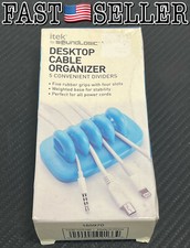 Itek Heavy Weighted Desktop Cable Holder Cord Office Desk Wire Organizer, Blue picture