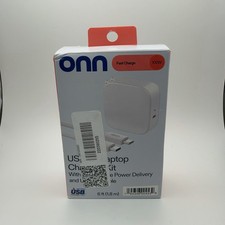 onn 100W USB-C Laptop Charger GaN Power Delivery 6ft Cable Fast Charge Open Box picture