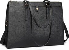 Leather Laptop Tote Bag for Women 15.6 Inch Computer Briefcase - Waterproof Larg picture