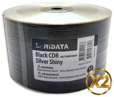 100-Pak Ridata Silver/BLACK 48X 80-Min CD-R's Shiny-Silver Top, BLACK Bottom picture