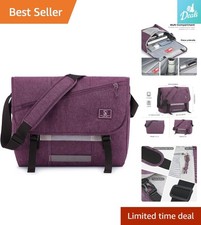 Durable 15.6 Inch Laptop Crossbody Bag with Theft-Proof Zippers, Purple Elegance picture