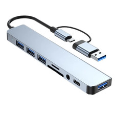 8 in 2 USB +Type C HUB Docking Station with 3.5Mm Audio Jack Adapter for Micro S picture