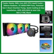 360L Core AIO CPU Liquid Cooler – 360mm Radiator, 3X ARGB PWM Fans, Patented ... picture