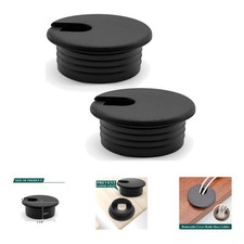 Easy-Install Black 1-3/4 Inch Desk Cord Grommets - 2-Pack for Clutter-Free Desks picture