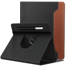 TiMOVO Universal Rotating Case for 11 Inch Tablet, A-Demin Black & Brown picture