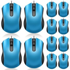 12 PCS Light Blue Wired Computer Mouse Bulk Cord USB Ergonomic Mice For PC picture