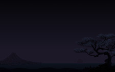 Landscape dark minimalism cherry trees sunset mountains Custom Gaming Mat Desk picture