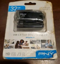 PNY Attaché 4 32GB USB 2.0 Flash Drive (3-Pack) Black - New Sealed Rough Pkg picture