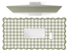 Green Checkered Scalloped Desk Mat Large Gaming Mouse Pad picture