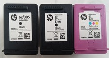 *EMPTY* LOT x3 HP Ink Cartridges, 67/305 67XL 67XXL Black & Tricolor *FREE SHIP* picture