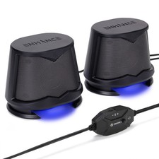 (USED) Computer Speakers USB Powered Blue LED Glow Lights 10W Peak Sound picture