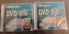 Lot of 2 Memorex DVD-RW 4.7GB / 120 minute BRAND NEW SEALED 1 Case Has A Crack  picture