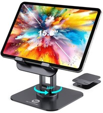 iPad Stand, 360° Rotating Adjustable Foldable iPad Tablet Holder for Desk Com... picture