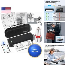 Gloryang PD-A4 Portable Thermal Printer, Wireless Bluetooth, Black w/ Carry picture