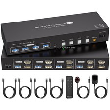 ATLAHET 4 Port Dual Monitor HDMI KVM Switch 4 Computers 2 Monitors 8K 60Hz 4K... picture