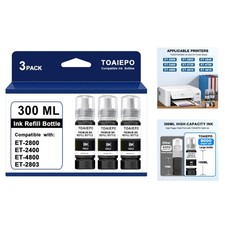 Easy Fill T522 Black Ink Refill Bottles - 3x100ml for ET Series Printers picture