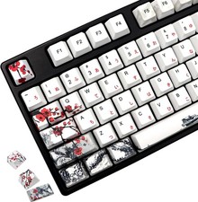 JSJT Plum Blossom Keycaps 135 Keys Japanese Keycaps PBT Custom Keycap Set Che... picture