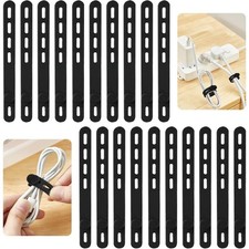 20 Pcs Black Silicone Cable Ties, Reusable Cable Straps Wire Organizer, Cable picture