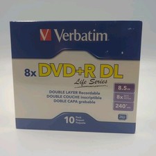 Verbatim DVD+R 8.5 GB 8x Speed 240 min  DVD Discs Pack 10 Brand New Sealed WOW picture