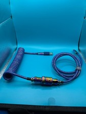 Rainbow Blue Keychron Coiled Aviator USB-C Keyboard Cable w/ USB-A Adapter picture