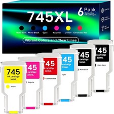 Compatible w/ HP 745 Ink 6 Pack 300mL Z2600 Z5600 F9K01A-F9K06A High Yield Pro picture