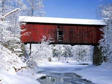 Landscape bridge river winter red white vermont usa ice Custom Gaming Mat Desk picture