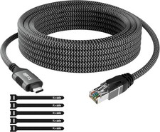 25ft USB-C to Ethernet Cable RJ45 Gigabit Braided Thunderbolt 3/4 picture