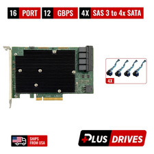 LSI 9300-16i 16 Port 12Gbps SAS 3 HBA ZFS IT-Mode w/ 4x SAS 3 to 4x SATA Cable picture