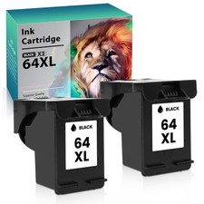 2-PK 64XL Black Ink Cartridge for HP 64 Envy photo 7130 7855 7858 6255 6258 picture