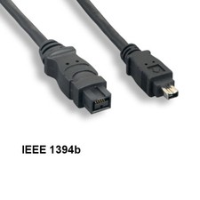KNTK 6ft IEEE-1394b 9 to 4 Pin Cable Firewire 400Mbps iLINK DV PC Cord Black picture
