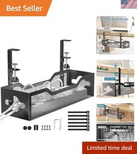 Modern Under Desk Cable Organizer with Rubber Pads - Easy Clamp Installation picture