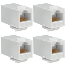 4 Pcs Cat5e RJ45 Network LAN Ethernet Keystone Jack Coupler Snap In Insert White picture