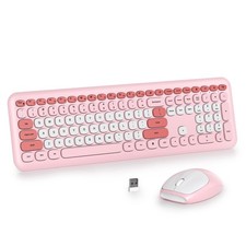 iRoboosta Pink Colorful Wireless Keyboard and Mouse Combo Set, Gradient picture