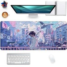 Japanese Fantasy City Boy Mouse Pad Desk Pad,Cute Kawaii Anime Mousepad,Large... picture